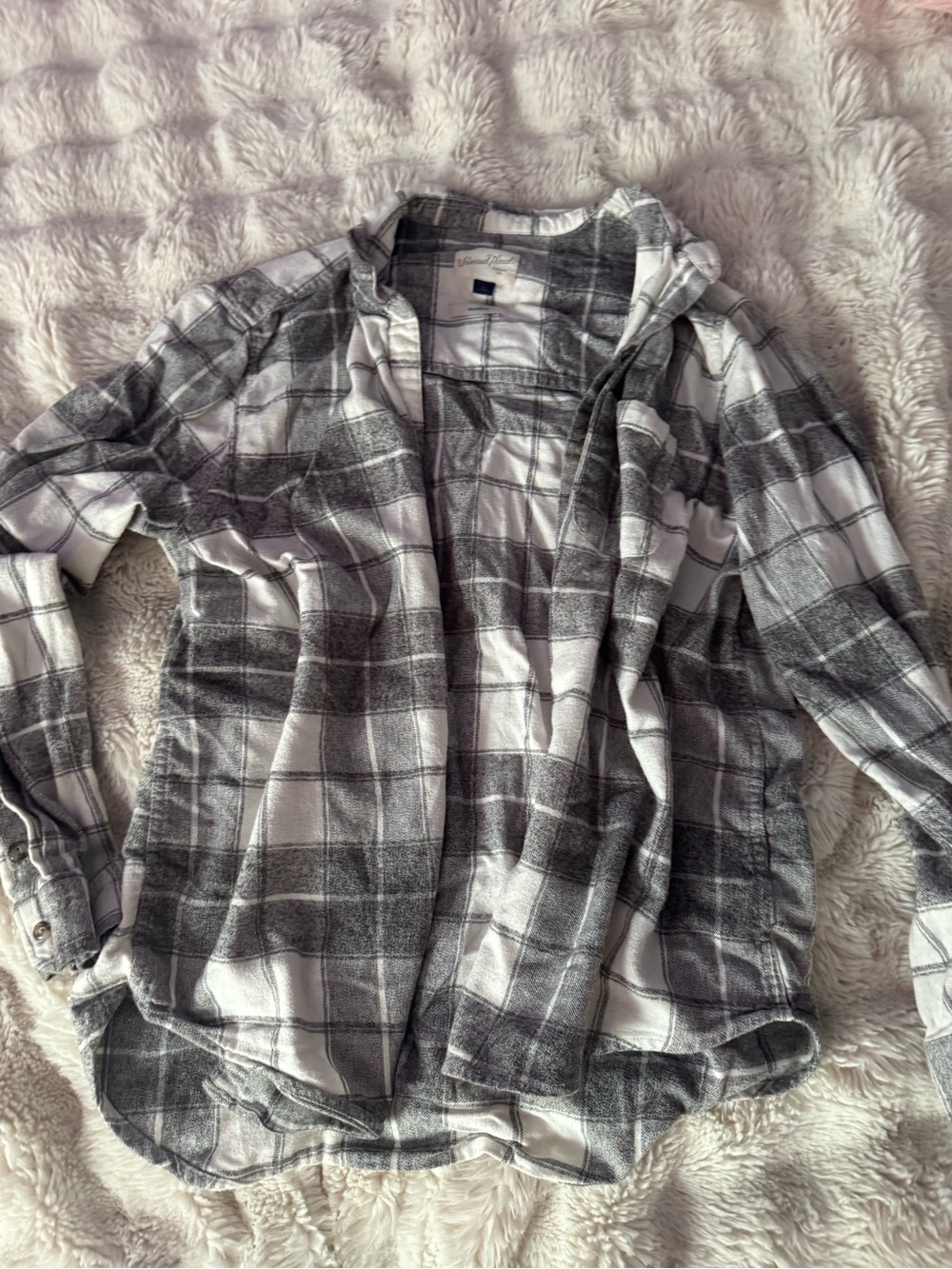SO Gray and White Plaid Button-Up Cardigan